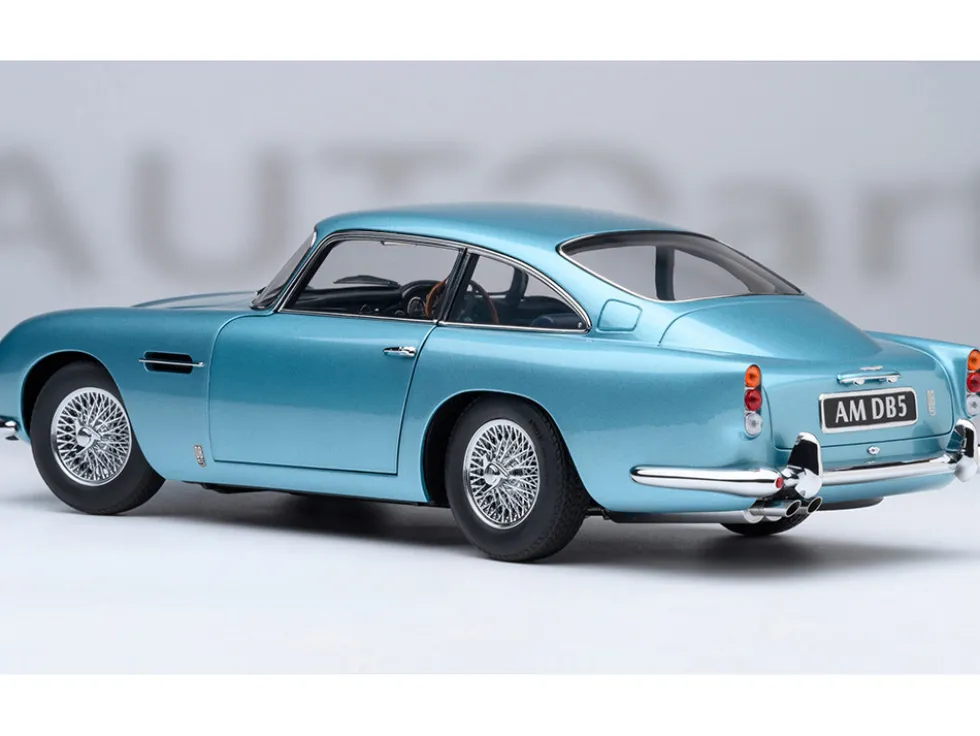 Aston Martin DB5 RHD (Right Hand Drive) Caribbean Pearl Blue Metallic 1/18 Model Car by Autoart