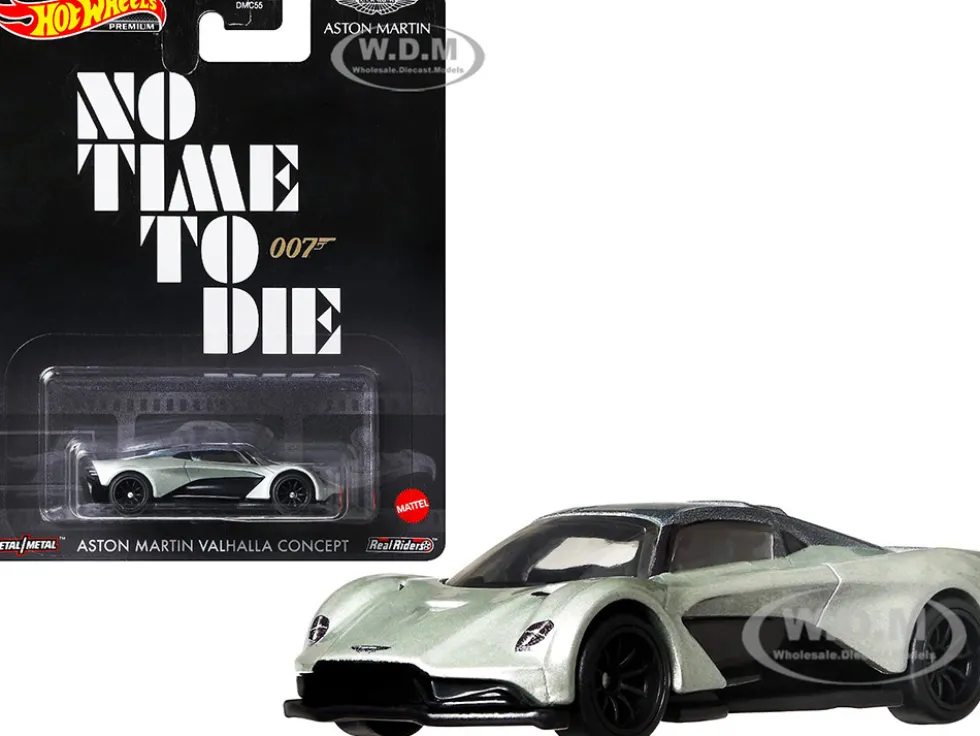 Aston Martin Valhalla Concept Light Green Metallic Dark Green Top James Bond 007 No Time to Die 2021 Movie Diecast Model Car Hot Wheels GRL79