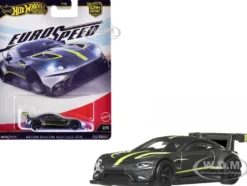 Aston Martin Vantage GTE Dark Gray Metallic with Lime Green Stripes