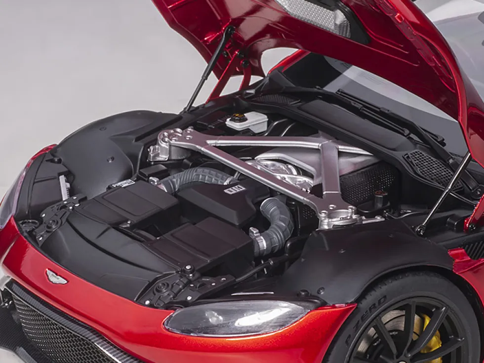 2019 Aston Martin Vantage RHD Right Hand Drive Hyper Red Metallic Carbon Top 1/18 Model Car Autoart 70277