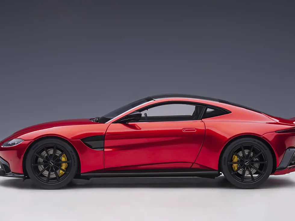 2019 Aston Martin Vantage RHD Right Hand Drive Hyper Red Metallic Carbon Top 1/18 Model Car Autoart 70277