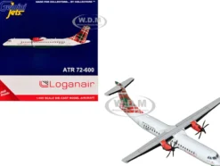 ATR 72-600 Commercial Aircraft "Loganair - Isle of Man's Airline" (G-LMTE) White with Red and Green Plaid Tail 1/400 Diecast Model Airplane by GeminiJets
