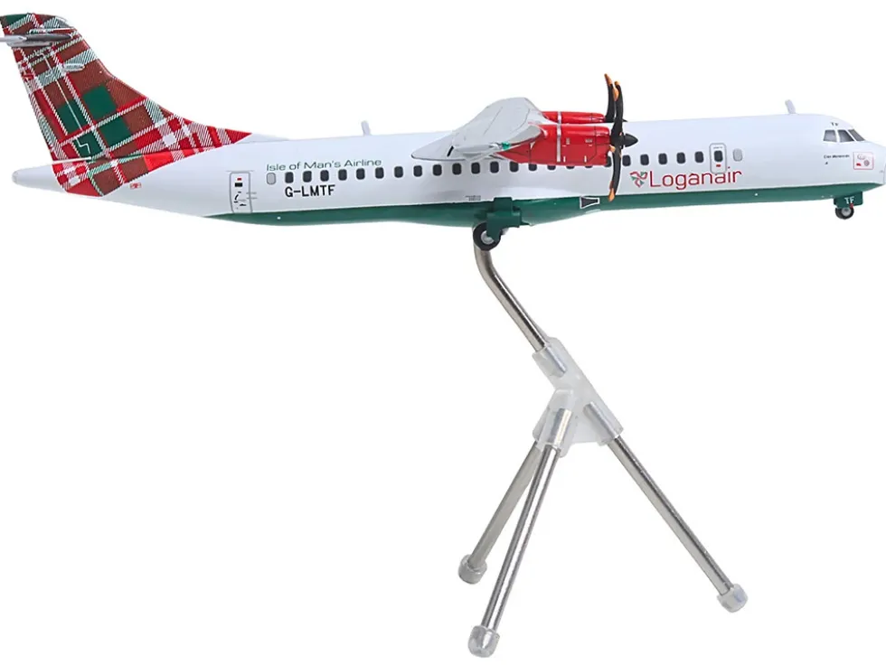ATR 72-600 Commercial Aircraft "Loganair - Isle of Man's Airline" (G-LMTF) White with Green and Red Plaid Tail "Gemini 200" Series 1/200 Diecast Model Airplane by GeminiJets