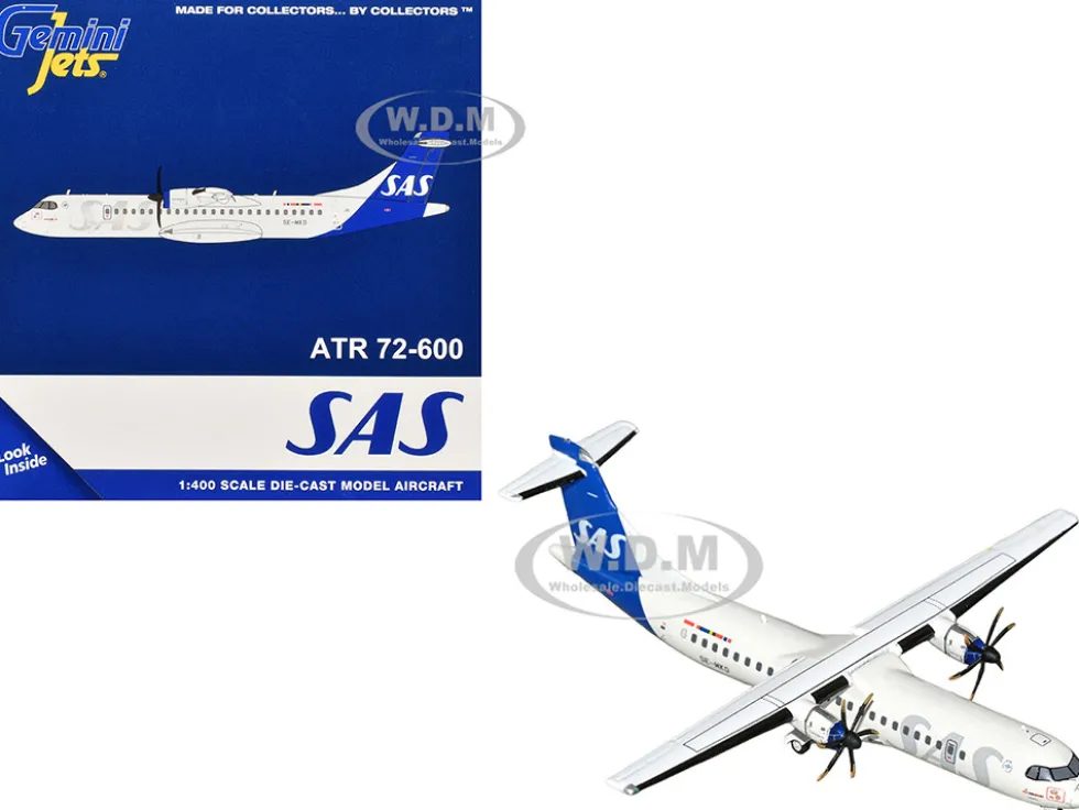 ATR 72-600 Commercial Aircraft "Scandinavian Airlines" (SE-MKD) White with Blue Tail 1/400 Diecast Model Airplane by GeminiJets