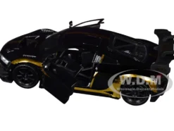Audi R8 LMS GT3 Black with Gold Stripes and Graphics "Midnight Eclipse" Series 1/24 Diecast Model Car by Motormax