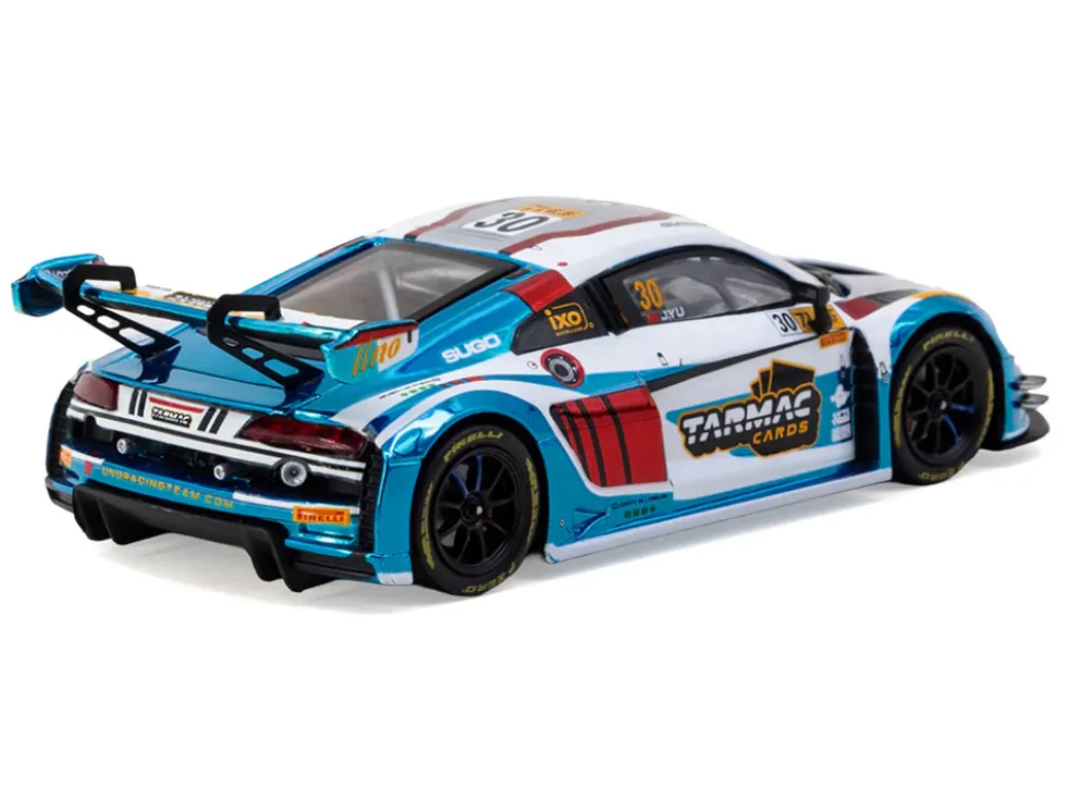 Audi R8 LMS GT3 evo II #30 James Yu "Uno Racing Team" "Macau GT Cup - FIA GT World Cup" (2024) with A4 Poster "Hobby43" Series 1/43 Diecast Model Car by Tarmac Works