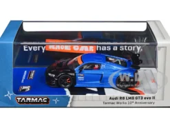 Audi R8 LMS GT3 evo II #10 "Tarmac Works 10th Anniversary" Blue Metallic and Matt Black "Hobby64" Series 1/64 Diecast Model Car by Tarmac Works