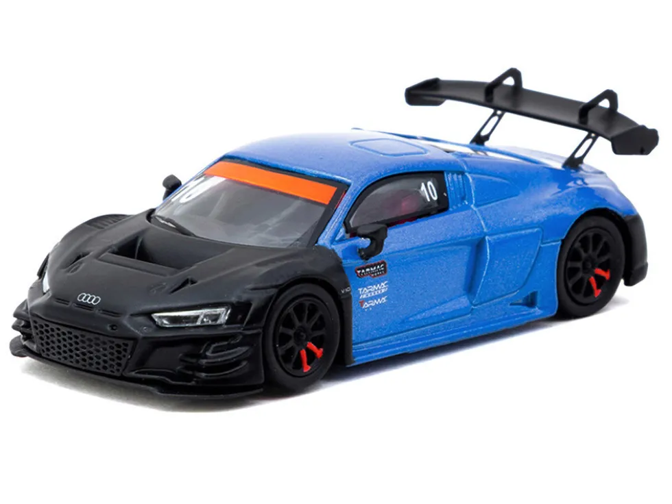 Audi R8 LMS GT3 evo II #10 "Tarmac Works 10th Anniversary" Blue Metallic and Matt Black "Hobby64" Series 1/64 Diecast Model Car by Tarmac Works