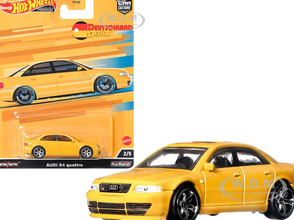 Audi S4 Quattro with Sunroof Yellow Deutschland Design Series Diecast Model Car Hot Wheels HCJ95