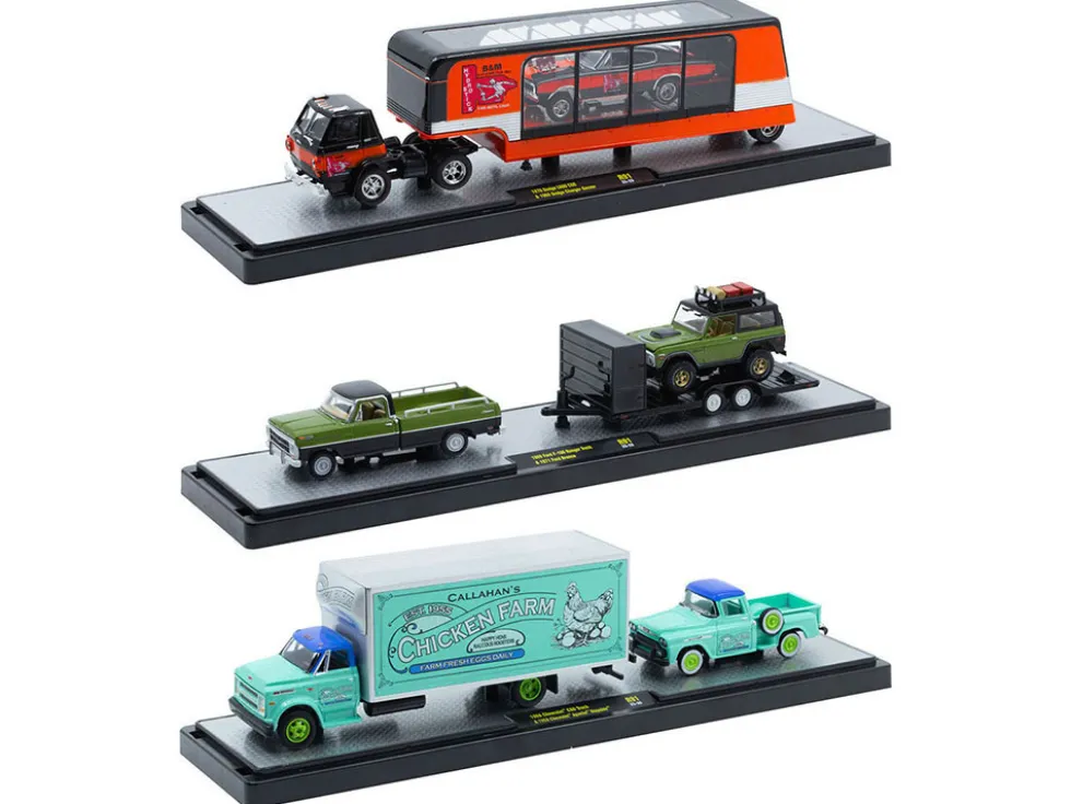 Auto Haulers Set of 3 Trucks Release 91 Limited Edition to 8000 pieces Worldwide 1/64 Diecast Models by M2 Machines