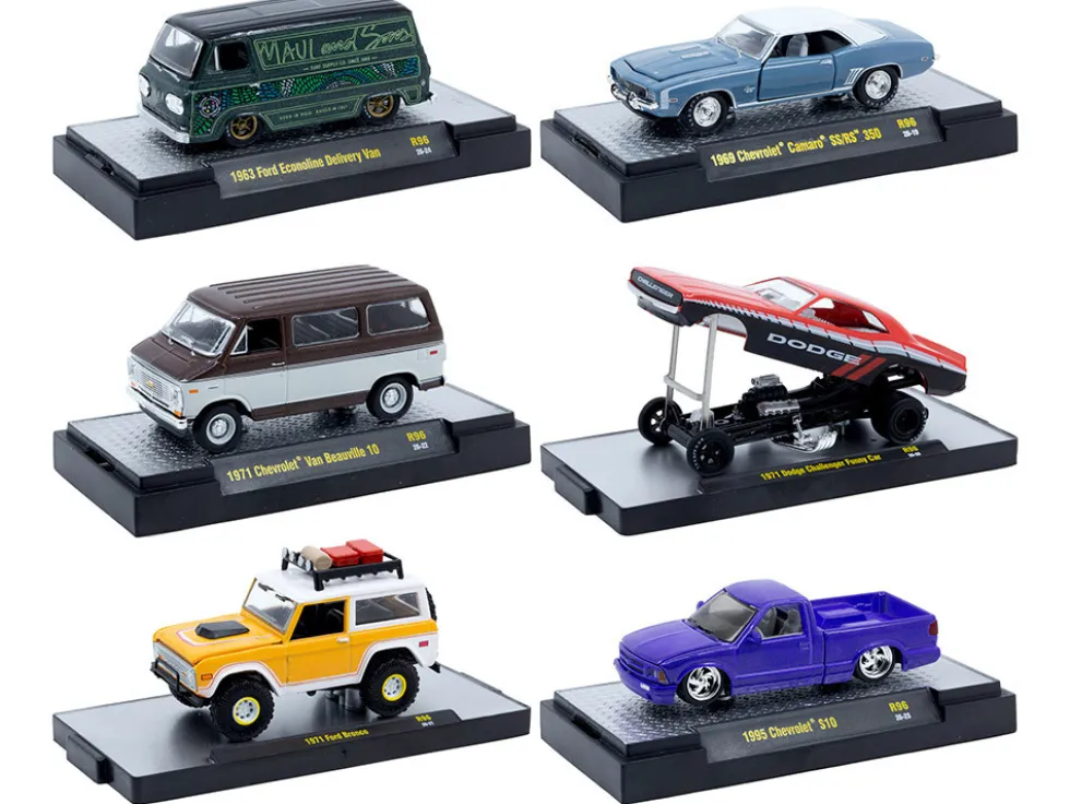 Auto Meets Set of 6 Cars IN DISPLAY CASES Release 96 Limited Edition 1/64 Diecast Model Cars by M2 Machines