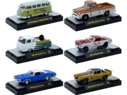 Auto-Thentics 6 piece Set Release 105 IN DISPLAY CASES Limited Edition 1/64 Diecast Model Cars by M2 Machines
