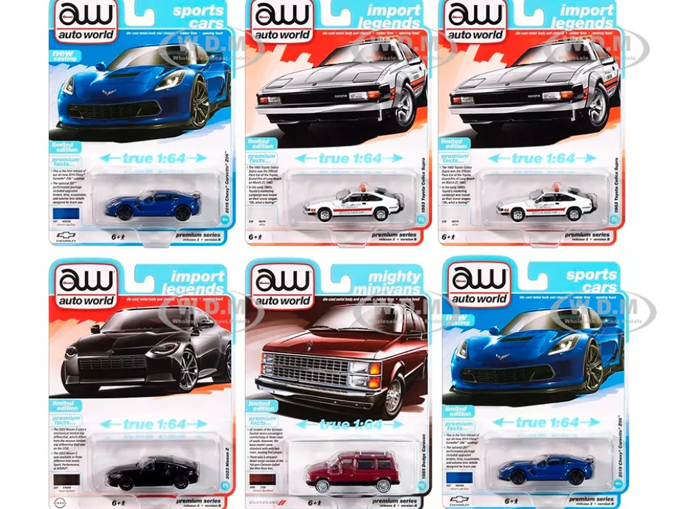 Auto World Premium 2024 Set B of 6 pieces Release 2 1/64 Diecast Model Cars by Auto World