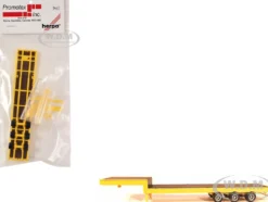 3-Axle Step Deck Equipment Trailer with Ramps Yellow 1/87 (HO) Plastic Model by Promotex
