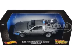 Back To The Future Time Machine Delorean with Mr. Fusion 1/18 Diecast Model Car Hot Wheels CMC98