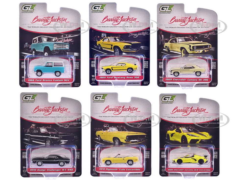 Barrett-Jackson Series 15 Set of 6 Cars 1/64 Diecast Model Cars by Greenlight