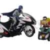 1966 Batcycle Elite Edition and Side Car with Batman and Robin Figures 1/12 Diecast Model Hot Wheels CMC85