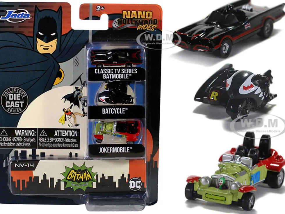 Batman 1966 1968 Classic TV Series 3 piece Set Nano Hollywood Rides Diecast Models Jada 31988