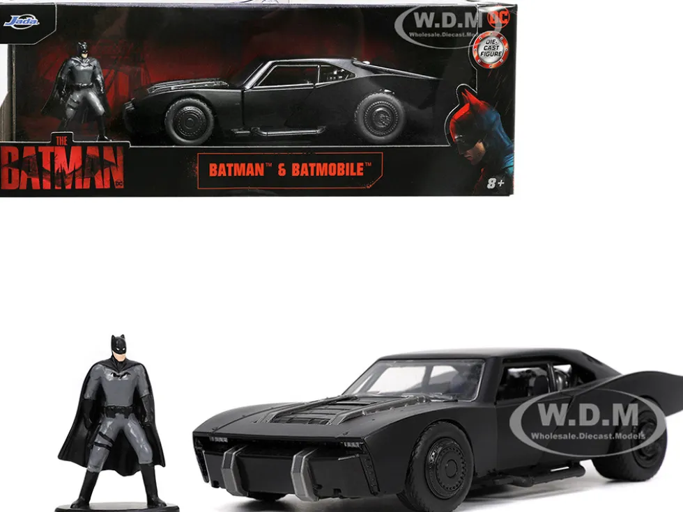 Batmobile Matt Black Batman Diecast Figurine The Batman 2022 Movie DC Comics 1/32 Diecast Model Car Jada 32042
