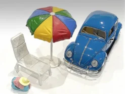 Beach Girls Accessories Beach Chair and Beach Umbrella and Duffle Bag for 1/24 Scale Models American Diorama AD76417