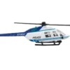 Bell 206 Jetranger Helicopter White and Blue Police N70650 with Runway Section Diecast Model Runway24 RW055