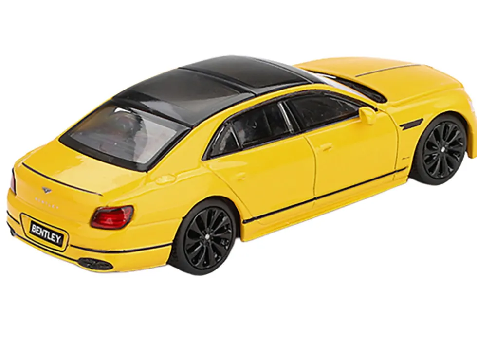 Bentley Flying Spur Monaco Yellow with Black Top Limited Edition 1/64 Diecast Model Car by Mini GT