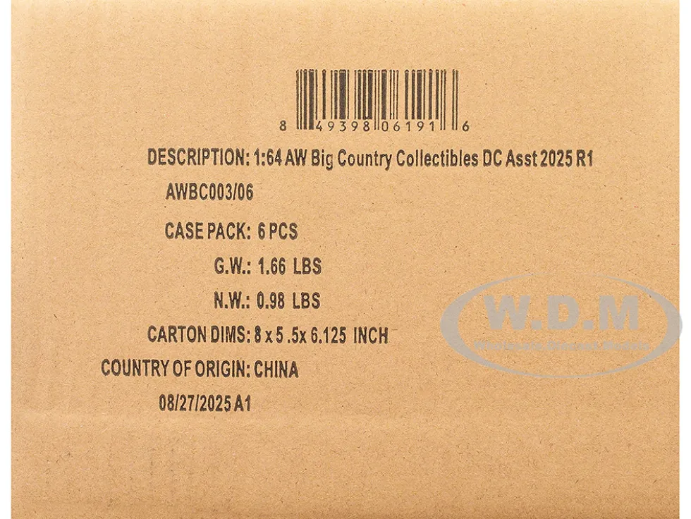 Big Country Collectibles 2025 Release 1 Set of 6 pieces 1/64 Diecast Model Cars by Auto World