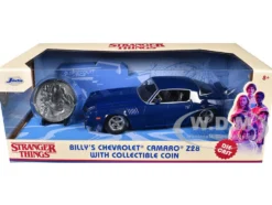 Billy's Chevrolet Camaro Z28 Dark Blue Collectible Coin Stranger Things 2016 TV Series 1/24 Diecast Model Car Jada 31110