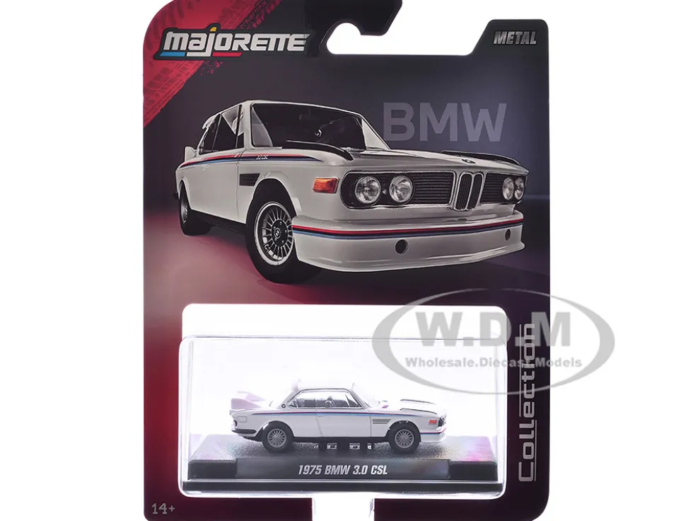 1975 BMW 3.0 CSL White with Red and Blue Stripes "Collection" Series 1/64 Diecast Model Car by Majorette