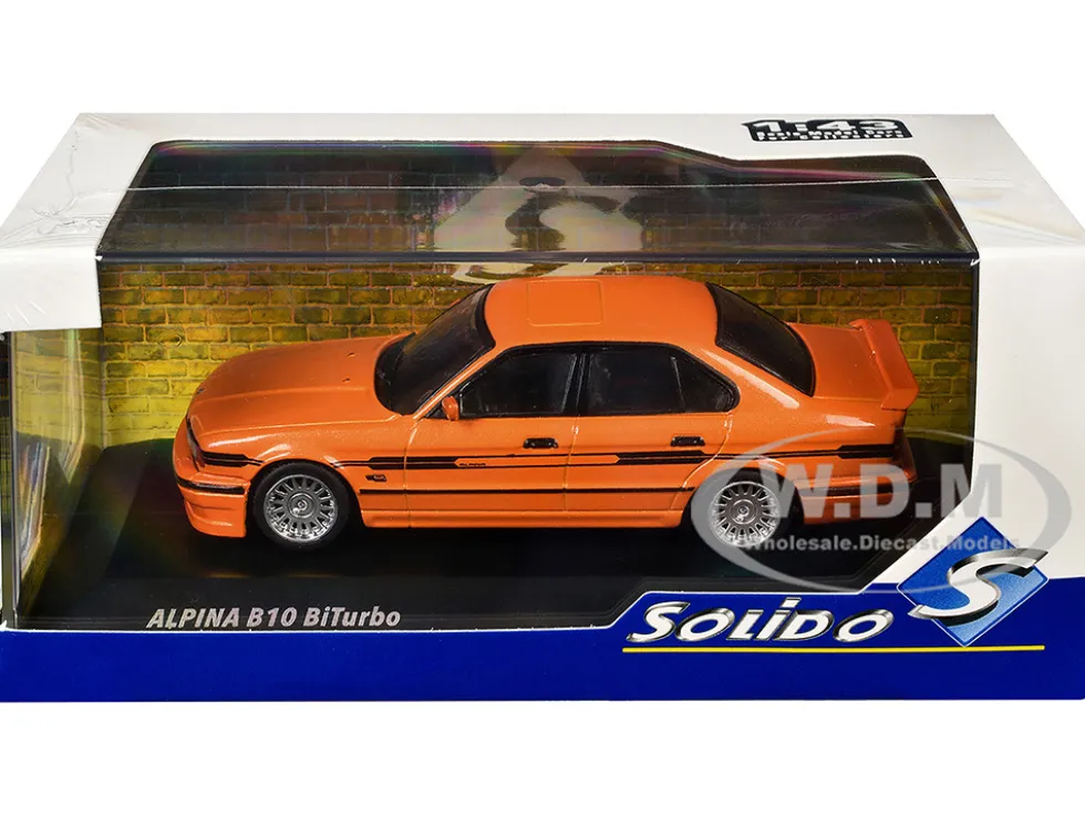 1994 BMW E34 Alpina B10 BiTurbo Orange Metallic with Black Stripes 1/43 Diecast Model Car by Solido