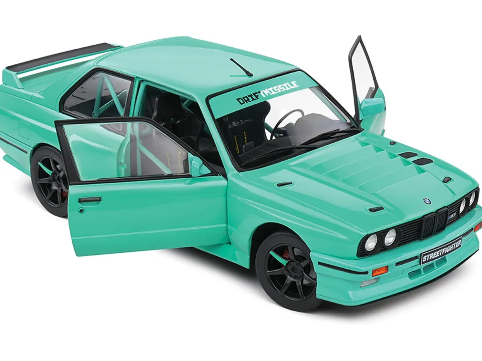 1990 BMW E30 M3 Custom "Drift Missile" Blue 1/18 Diecast Model Car by Solido