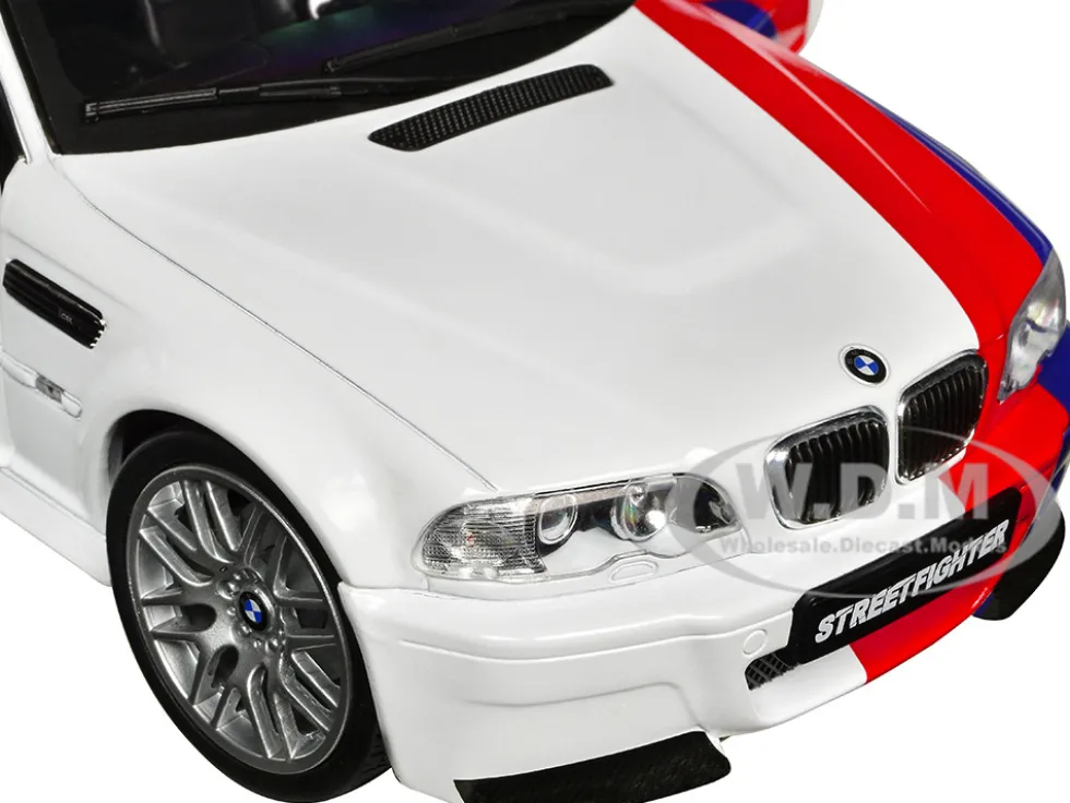 2000 BMW E46 M3 Streetfighter White with Blue and Red Graphics 1/18 Diecast Model Car Solido S1806505