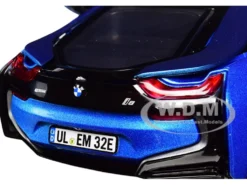 2018 BMW i8 Coupe Metallic Blue Black Top 1/24 Diecast Model Car Motormax 79359