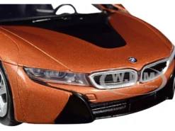 2018 BMW i8 Coupe Metallic Orange Black Top 1/24 Diecast Model Car Motormax 79359