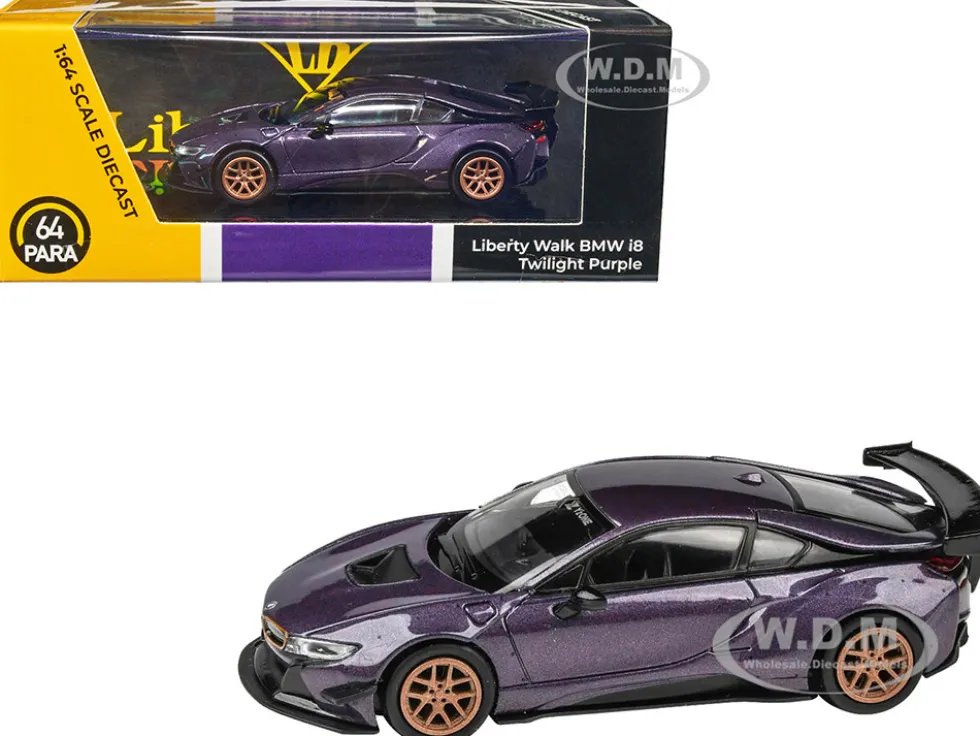 BMW i8 Liberty Walk Twilight Purple Metallic Gold Wheels 1/64 Diecast Model Car Paragon Models PA-55153