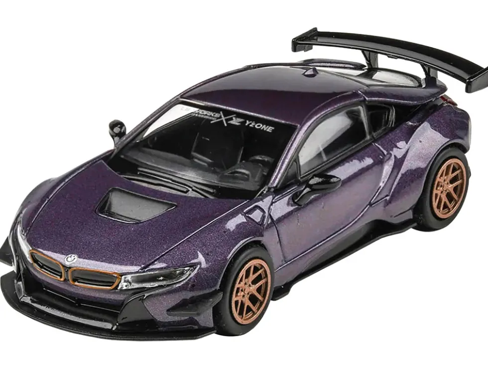 BMW i8 Liberty Walk Twilight Purple Metallic Gold Wheels 1/64 Diecast Model Car Paragon Models PA-55153