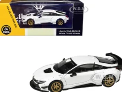 BMW i8 Liberty Walk White Gold Wheels 1/64 Diecast Model Car Paragon Models PA-55152