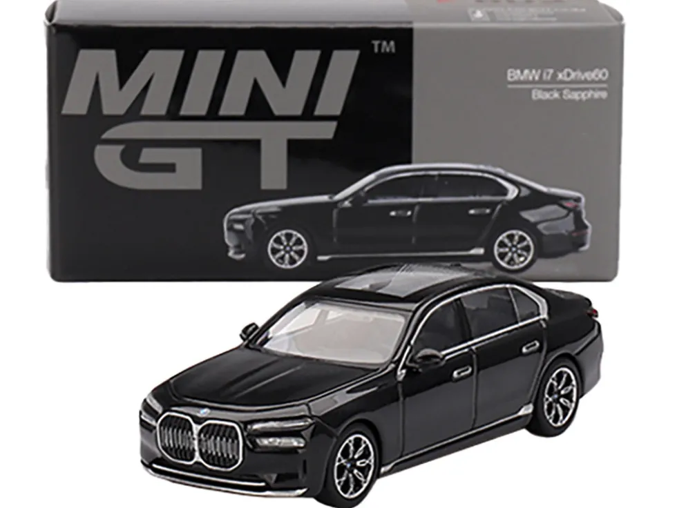 BMW i7 xDrive60 Black Sapphire Limited Edition 1/64 Diecast Model Car by Mini GT