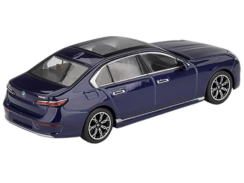 BMW i7 xDrive60 Tanzanite Blue Metallic with Sun Roof Limited Edition 1/64 Diecast Model Car by Mini GT