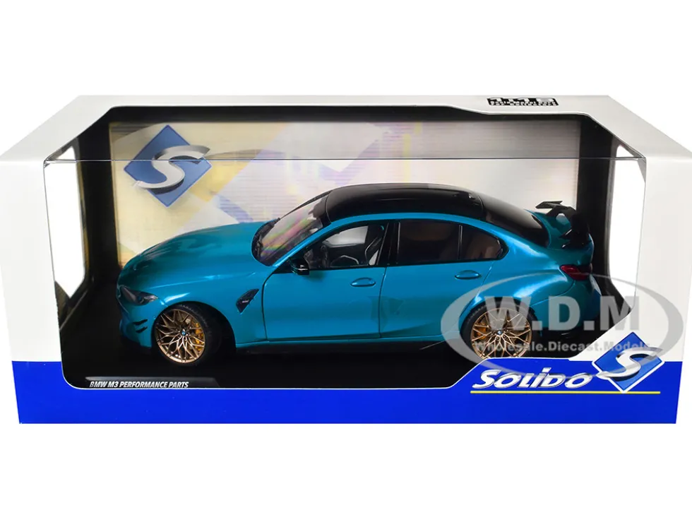 2024 BMW M3 Competition Daytona Beach Blue with Carbon Top 1/18 Diecast Model Car by Solido