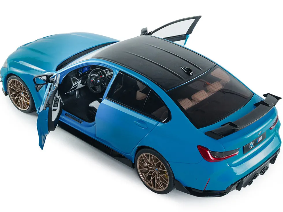 2024 BMW M3 Competition Daytona Beach Blue with Carbon Top 1/18 Diecast Model Car by Solido