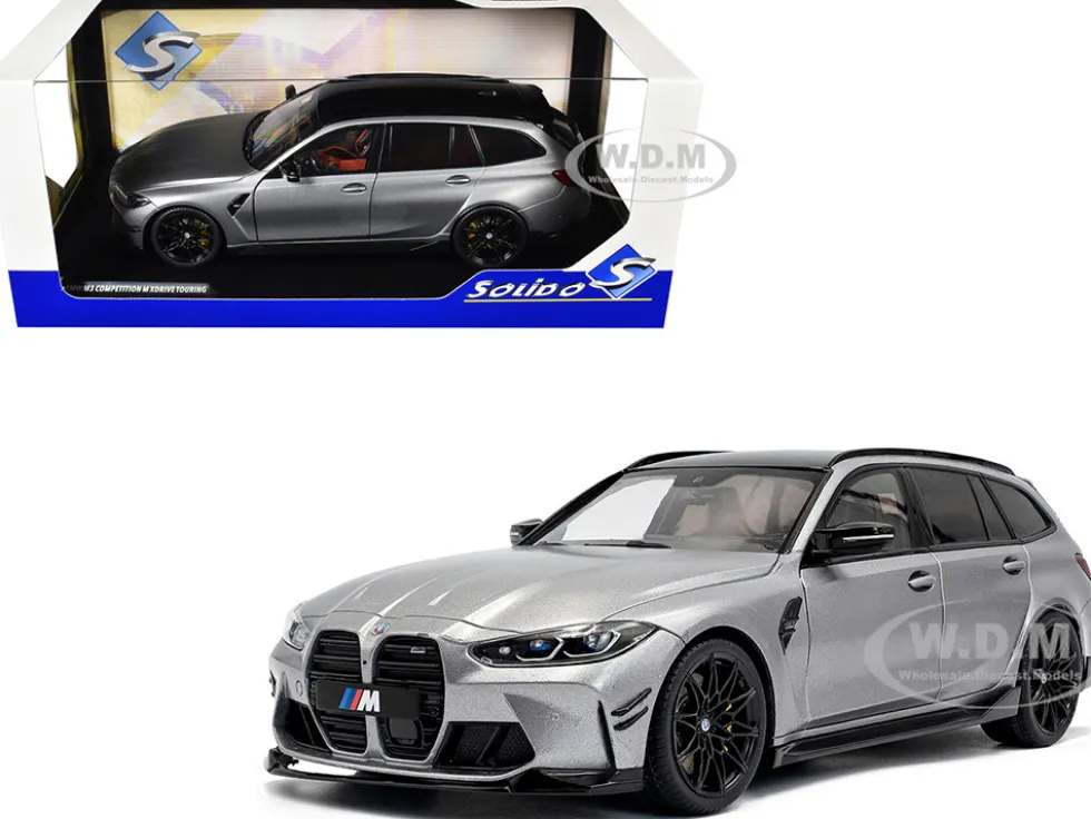 2024 BMW M3 Competition M xDrive Touring Frozen Pure Gray Metallic with Black Top 1/18 Diecast Model Car by Solido