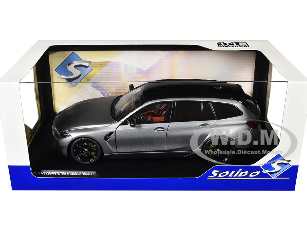 2024 BMW M3 Competition M xDrive Touring Frozen Pure Gray Metallic with Black Top 1/18 Diecast Model Car by Solido