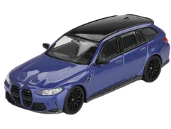 BMW M3 Competition Touring Portimao Blue Metallic with Black Top 1/64 Diecast Model Car by Mini GT