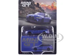 BMW M3 Competition Touring Portimao Blue Metallic with Black Top 1/64 Diecast Model Car by Mini GT