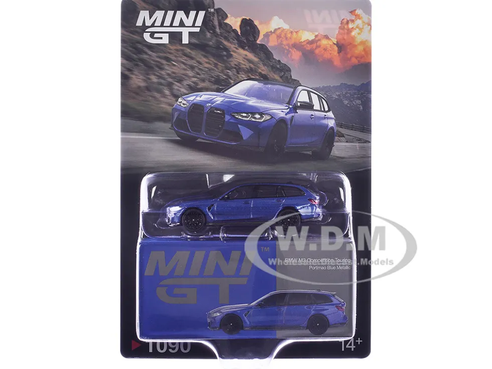 BMW M3 Competition Touring Portimao Blue Metallic with Black Top 1/64 Diecast Model Car by Mini GT