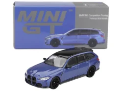 BMW M3 Competition Touring Portimao Blue Metallic with Black Top 1/64 Diecast Model Car by Mini GT