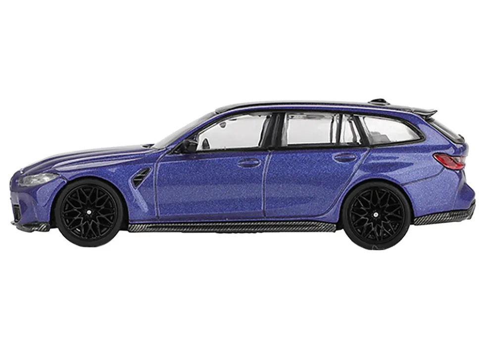 BMW M3 Competition Touring Portimao Blue Metallic with Black Top 1/64 Diecast Model Car by Mini GT