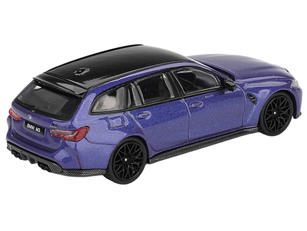 BMW M3 Competition Touring Portimao Blue Metallic with Black Top 1/64 Diecast Model Car by Mini GT
