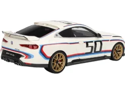 BMW M4 3.0 CSL #50 White with Blue and Red Stripes 1/18 Model Car by Top Speed